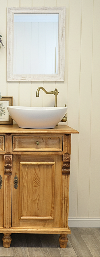 "Nímes" lavabo double clair de campagne en bois massif