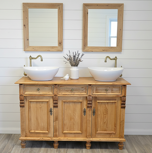 "Nímes" lavabo double clair de campagne en bois massif