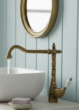 Mosel bronze groß - Armatur im Messing-Antik-Look, Einhebelmischer Bronze im Landhausstil