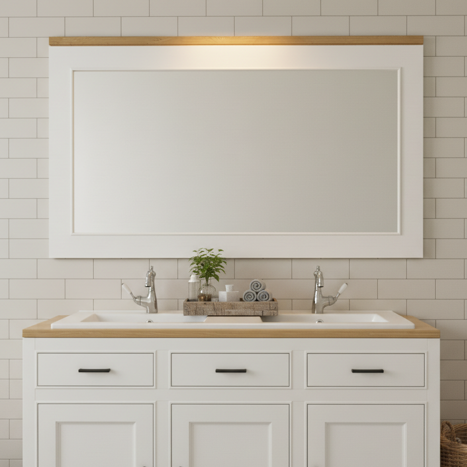 "Jarina" - Badezimmerspiegel aus Massivholz, moderner Landhaus | PURE Serie von L&L