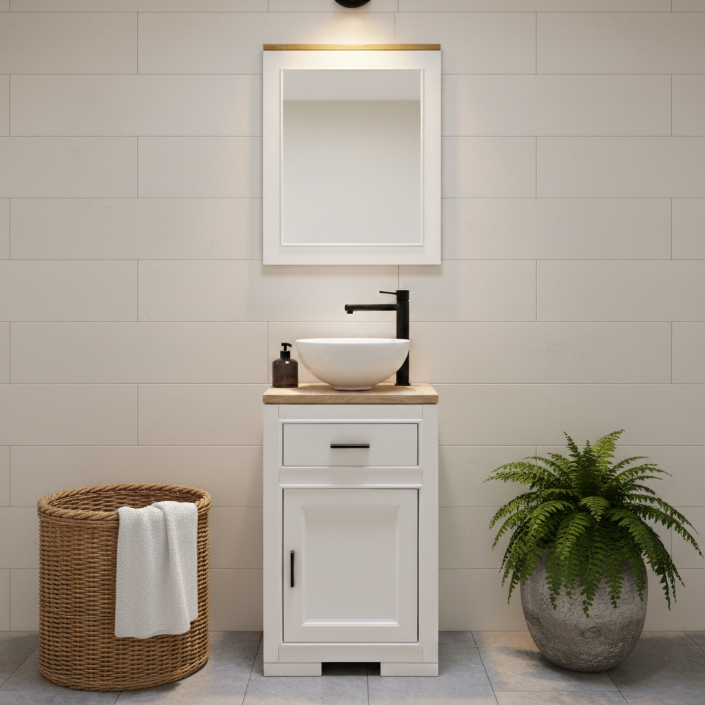 "Jarina" - Badezimmerspiegel aus Massivholz, moderner Landhaus | PURE Serie von L&L