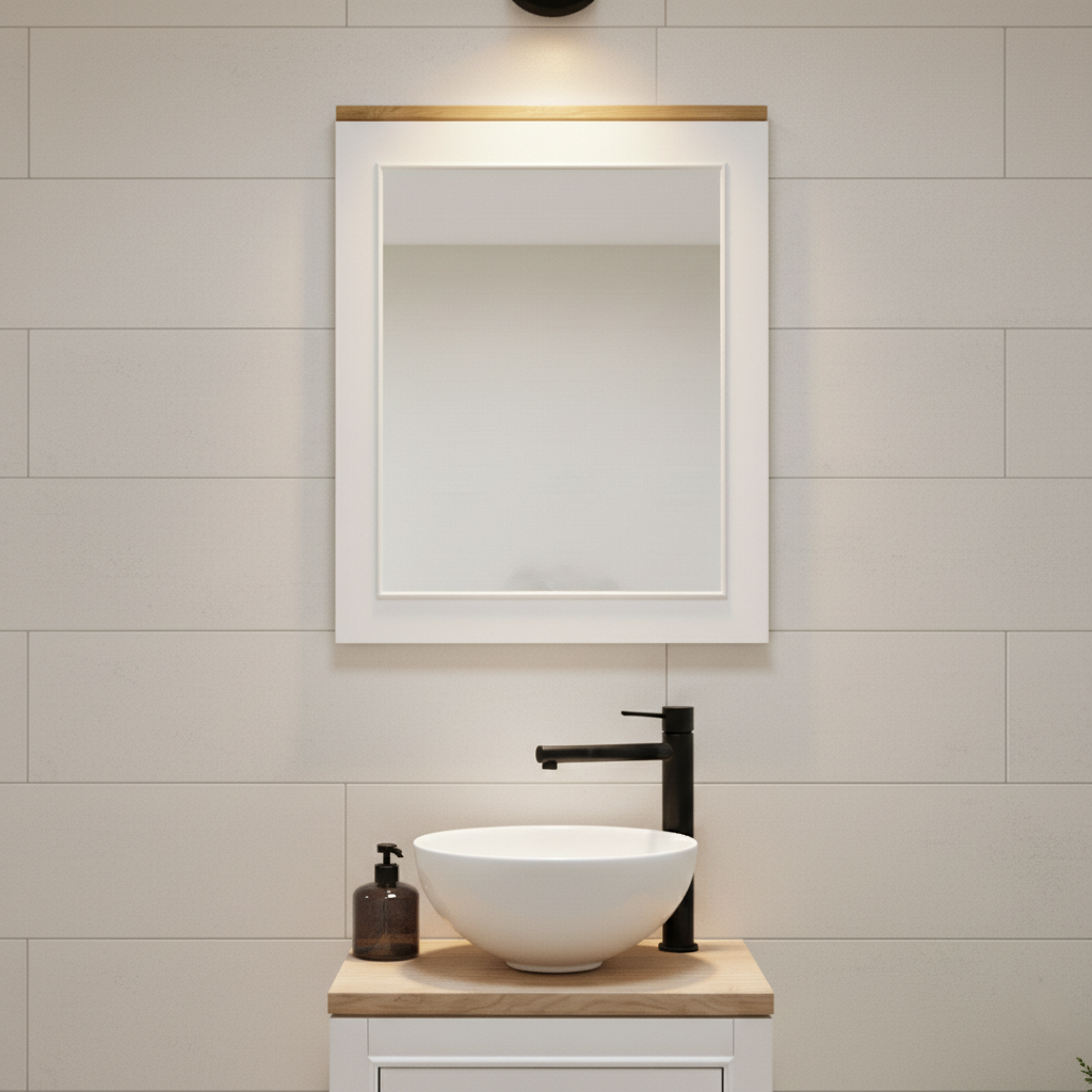 "Jarina" - Badezimmerspiegel aus Massivholz, moderner Landhaus | PURE Serie von L&L