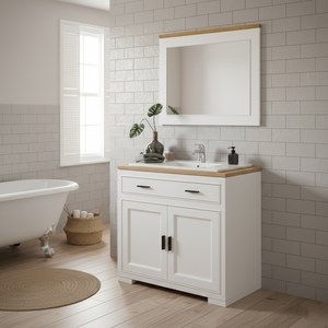 "Jarina" - Badezimmerspiegel aus Massivholz, moderner Landhaus | PURE Serie von L&L