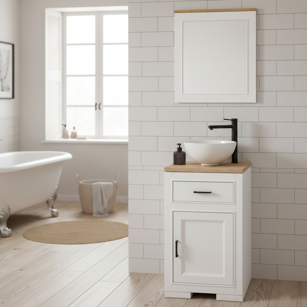 "Jarina" - Badezimmerspiegel aus Massivholz, moderner Landhaus | PURE Serie von L&L