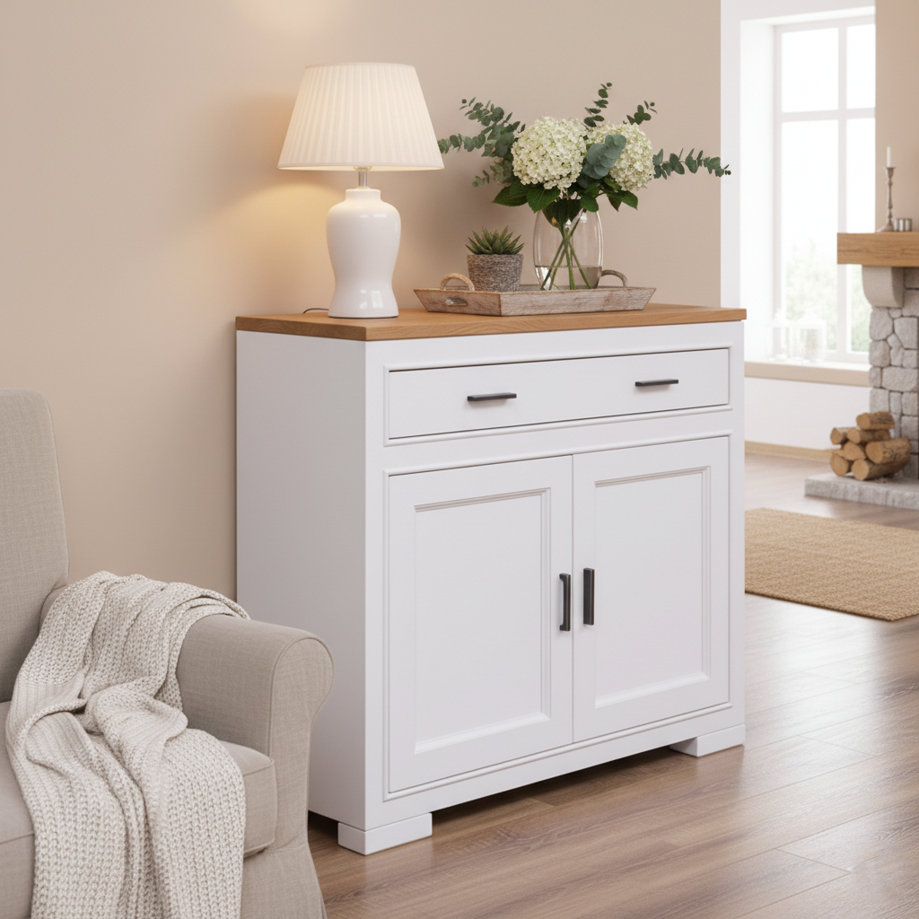 "Jules" - Massivholz-Sideboard mit Eichenplatte moderner Landhaus | PURE Serie von L&L