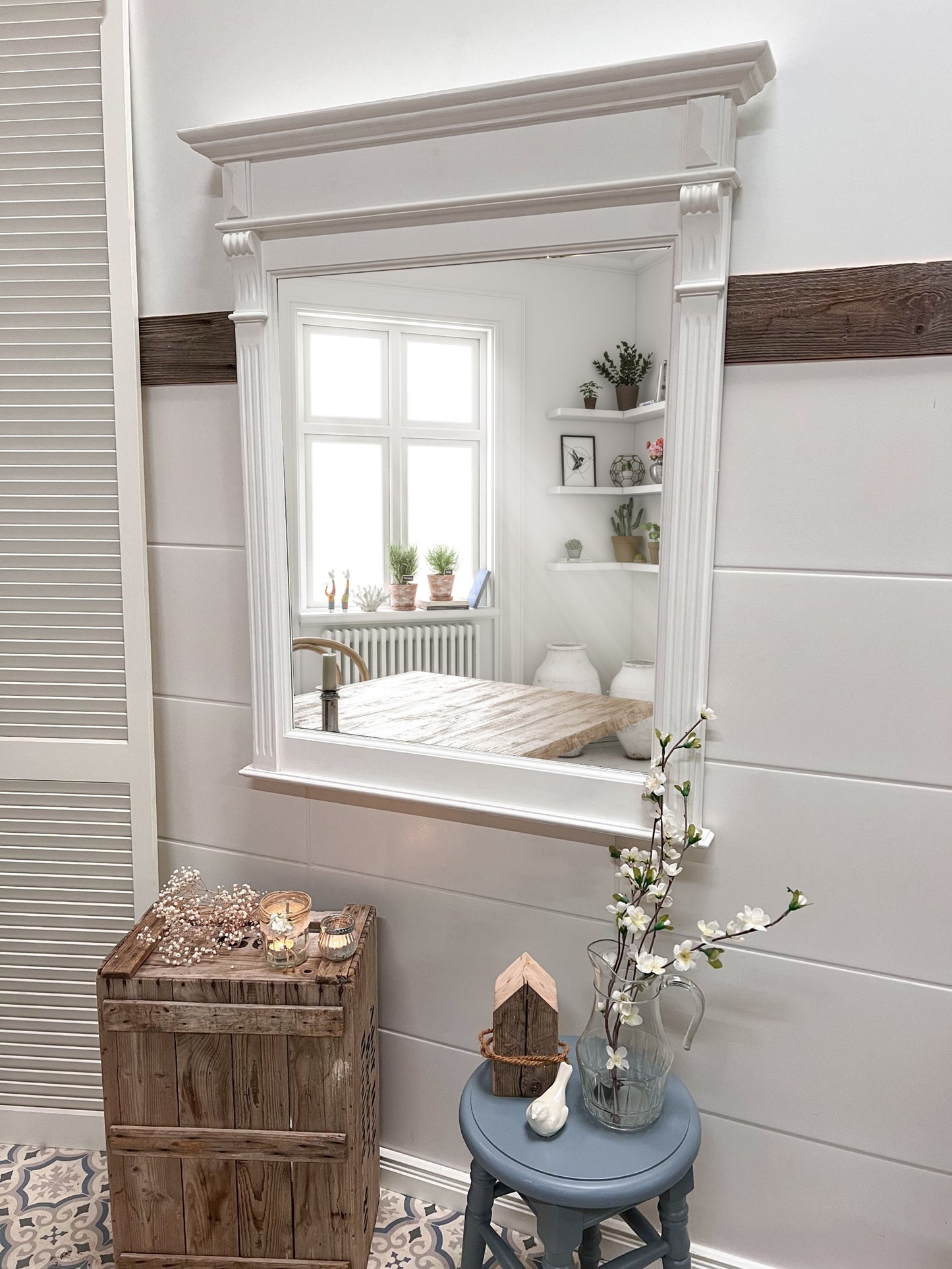 "Jul" large country house mirror white