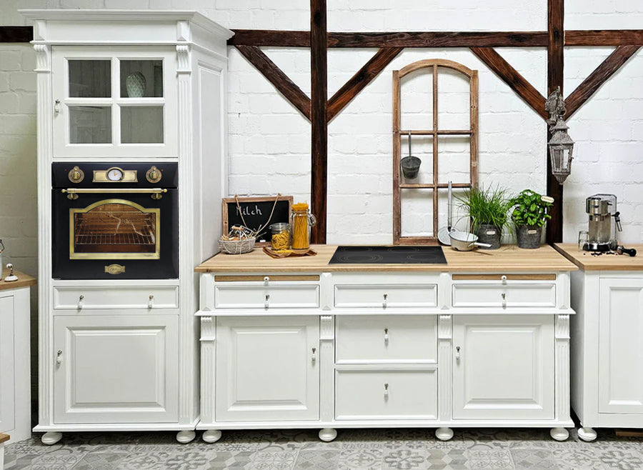 "Julienne Noire" inkl. E-Ofen: Backofen-Schrank im Antik-Look  84 cm