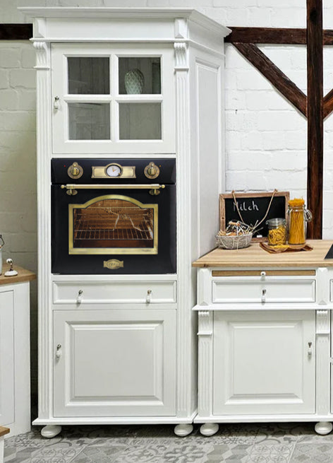 "Julienne Noire" inkl. E-Ofen: Backofen-Schrank im Antik-Look  84 cm