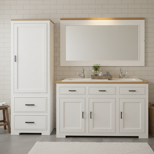 "Junia" - Badezimmerschrank, Hochschrank im modernen Landhausstil | PURE Serie von L&L