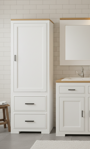 "Junia" - Badezimmerschrank, Hochschrank im modernen Landhausstil | PURE Serie von L&L