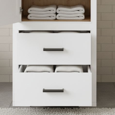 "Junia" - Badezimmerschrank, Hochschrank im modernen Landhausstil | PURE Serie von L&L