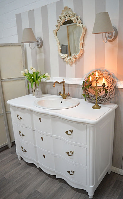 "Kiama" grand lavabo blanc de style baroque
