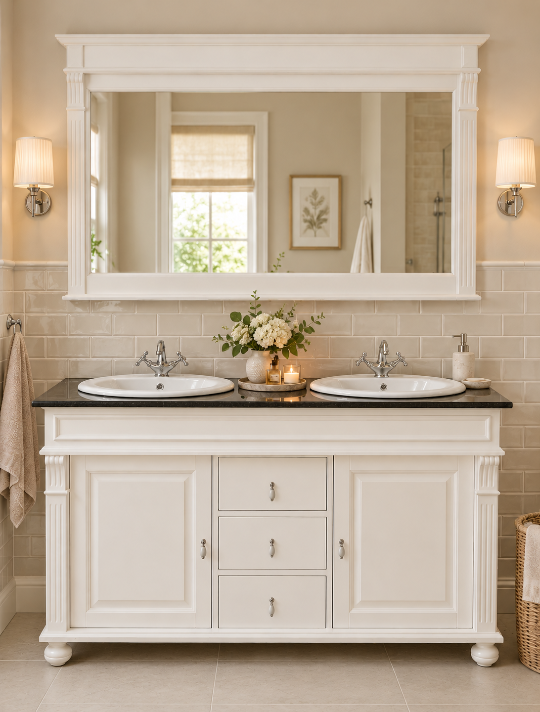Laffay GRANIT-Landhaus-Doppelwaschtisch 150 cm