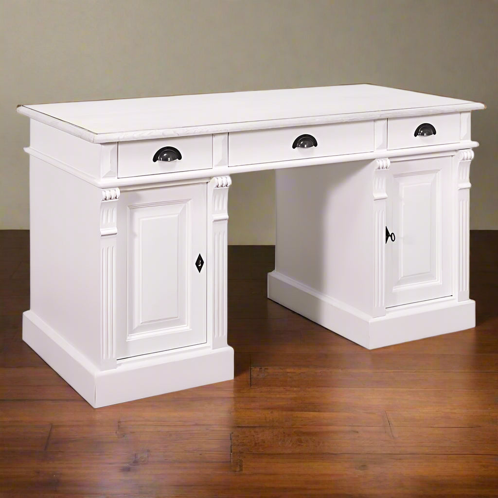 "Lagoon" - Bureau de campagne élégant, style fondateur ,Meubles de campagne en bois massif blanc