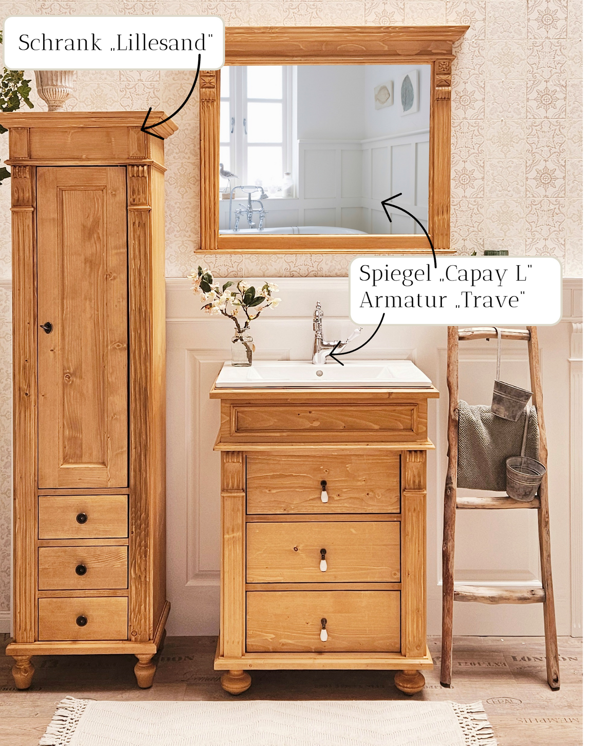 ℒ &ℒ - Landhaus Badezimmer-Set aus Holz