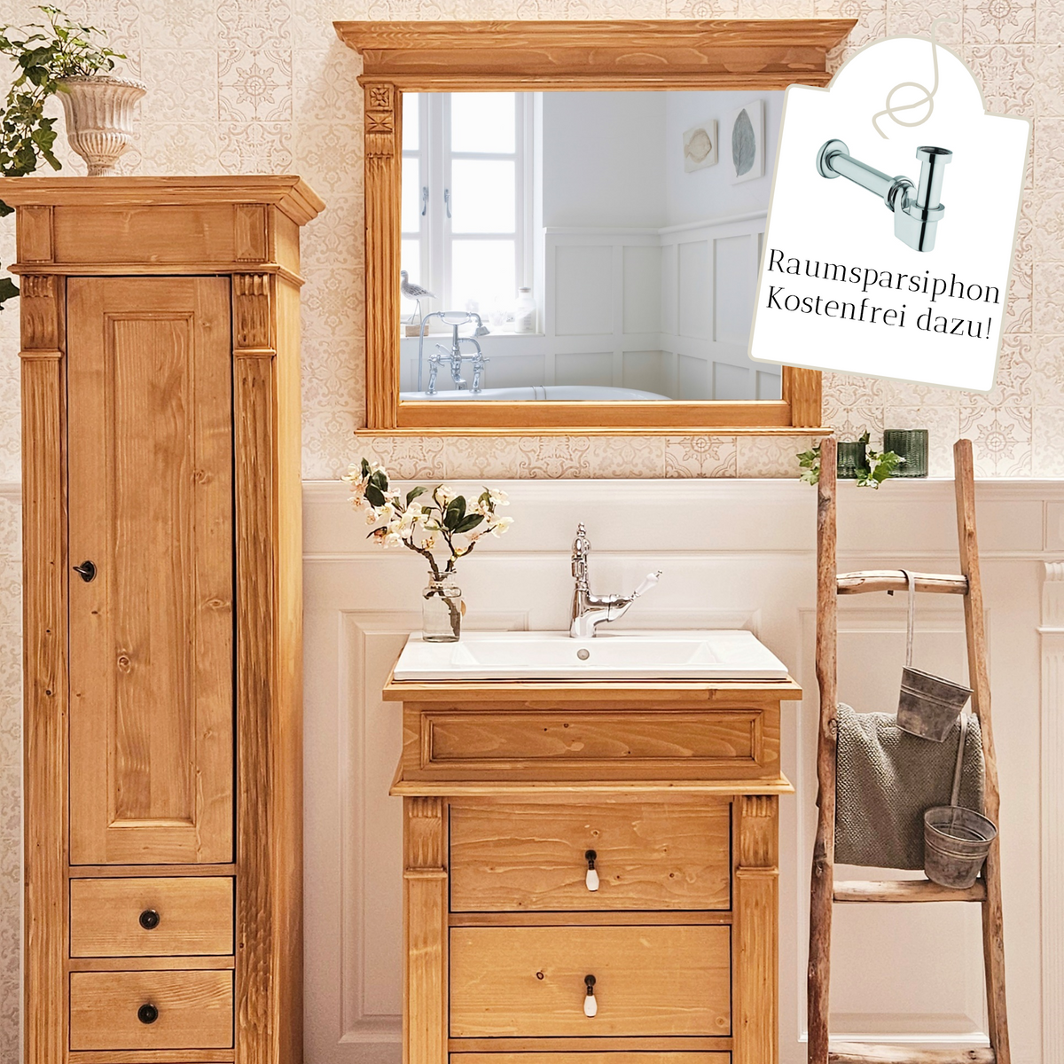ℒ &ℒ - Landhaus Badezimmer-Set aus Holz