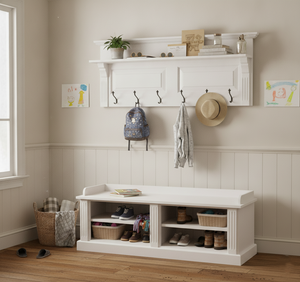 « Florence » - Armoire - Meuble de maison de campagne en bois massif blanc
