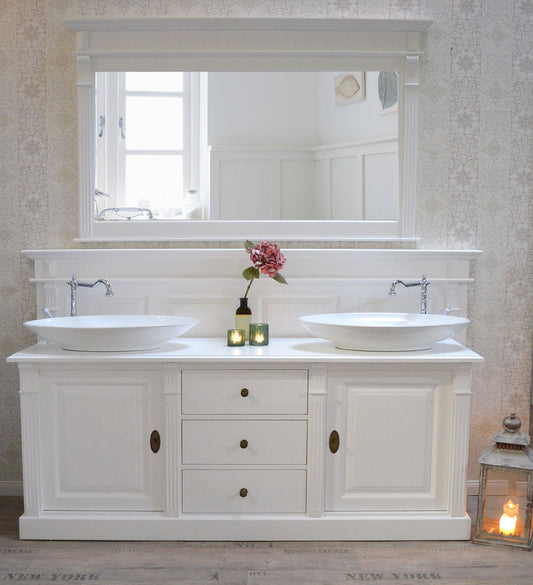 "Leiria" lavabo double campagnard massif blanc