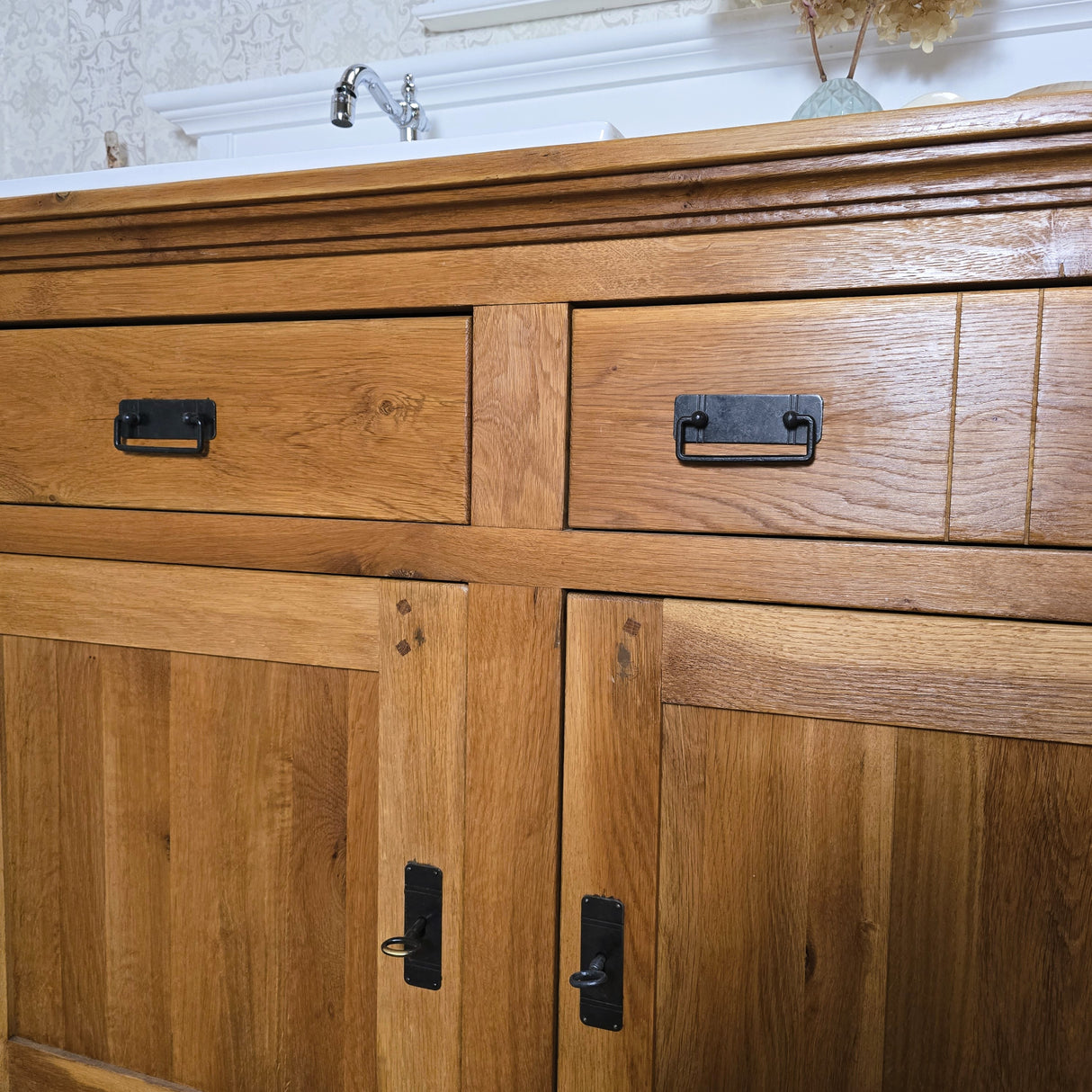 "Lielle" Antiker Doppel-Waschtisch Eichenholz