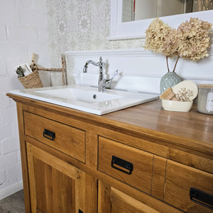 "Lielle" Antiker Doppel-Waschtisch Eichenholz