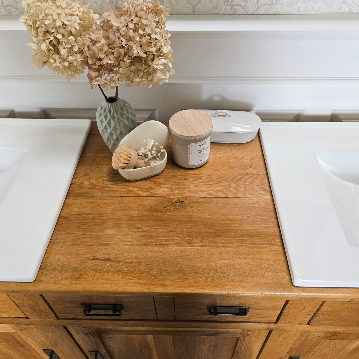 "Lielle" Antiker Doppel-Waschtisch Eichenholz