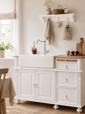 "Lima" - Kleiner Spülenschrank im Landhausstil  140 cm