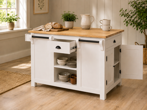 Livourne - Grand îlot de cuisine de style campagnard 135 cm