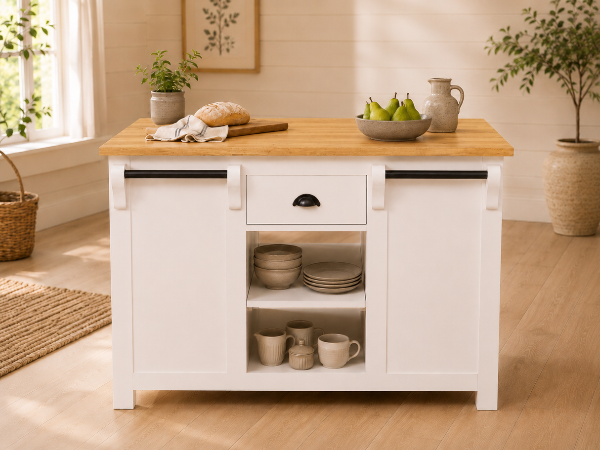 Livourne - Grand îlot de cuisine de style campagnard 135 cm
