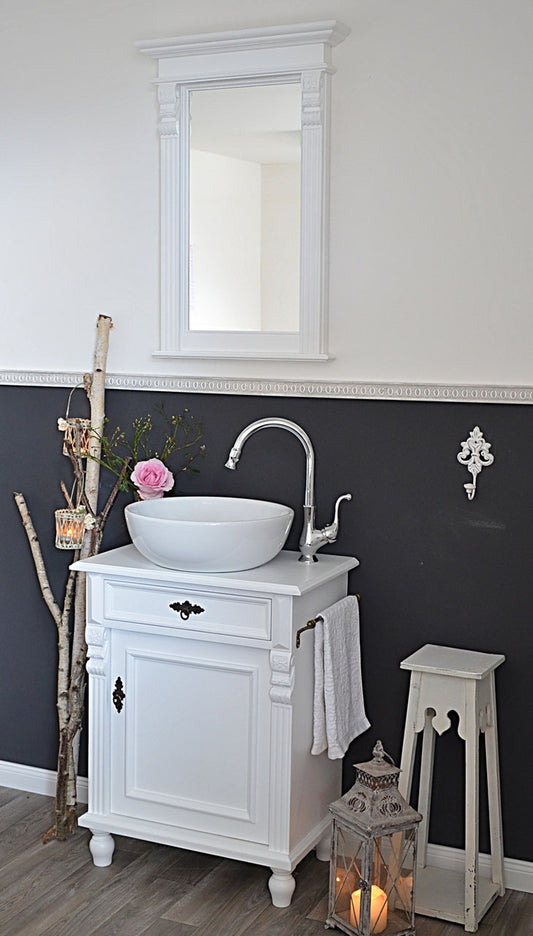 "Loirette" small, white country house washbasin with towel rail