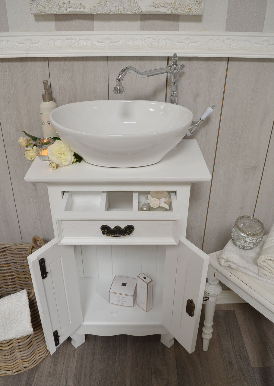 "Loutrice" petit lavabo blanc de style romantique de campagne