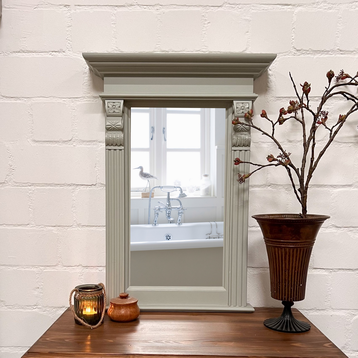 Lund - miroir de campagne massif style fondateur, menthe-vert