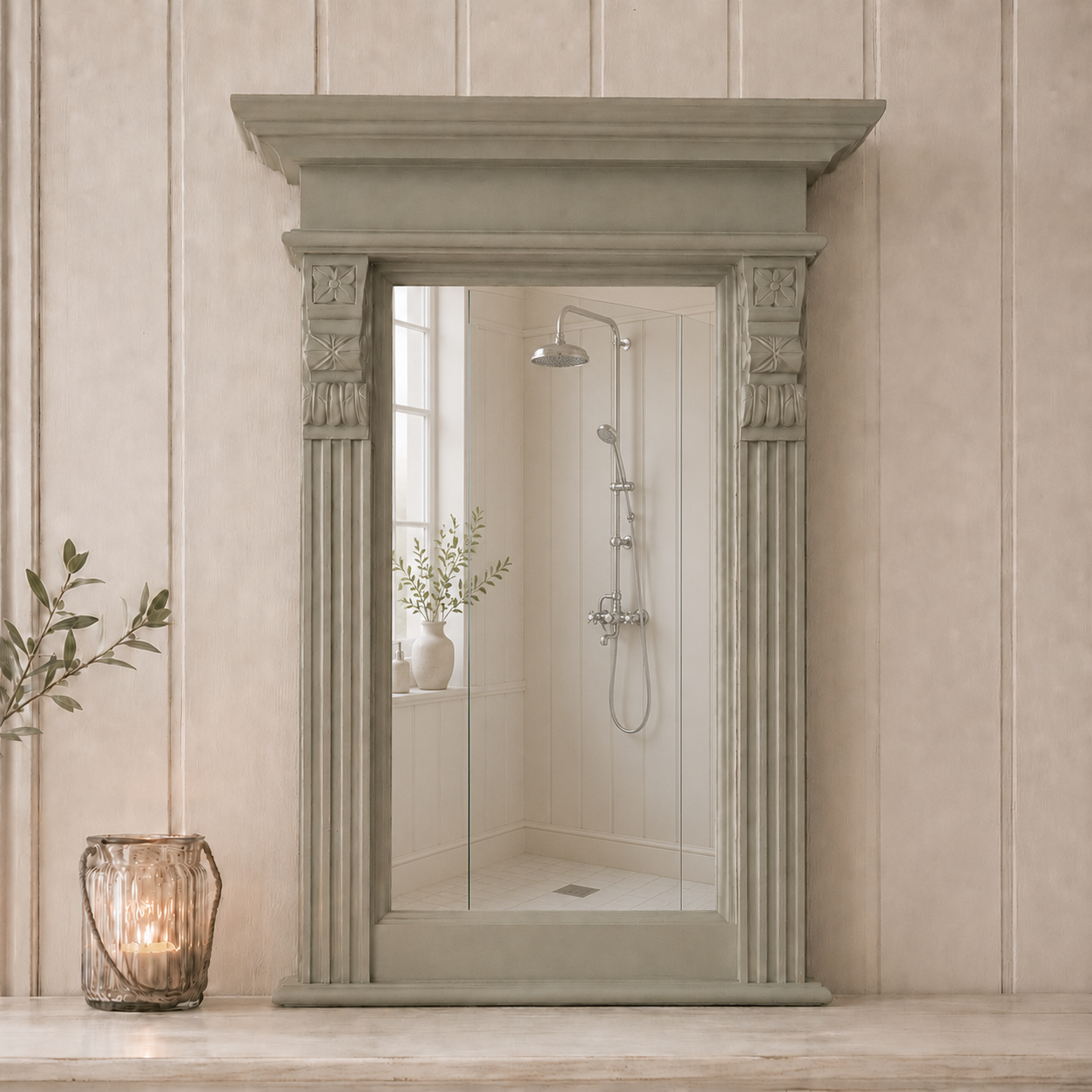 Lund - massive country house mirror in the Wilhelminian style, mint-green