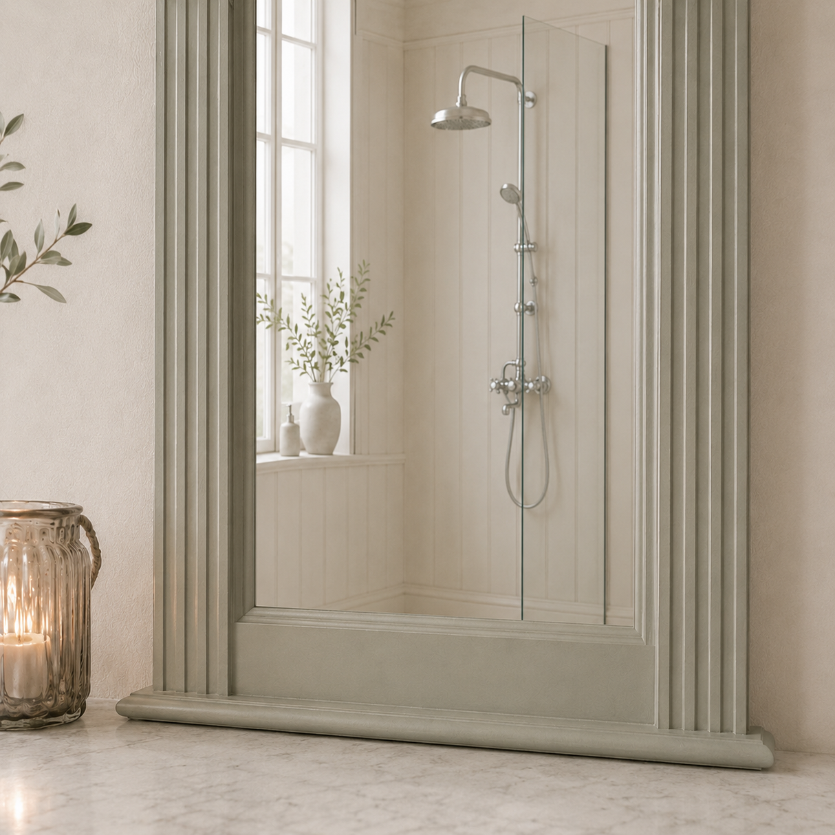 Lund - massive country house mirror in the Wilhelminian style, mint-green