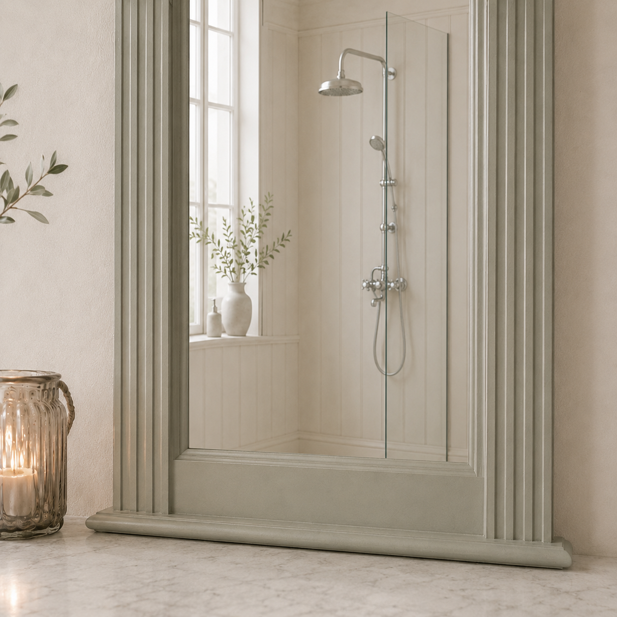 Lund - massive country house mirror in the Wilhelminian style, mint-green