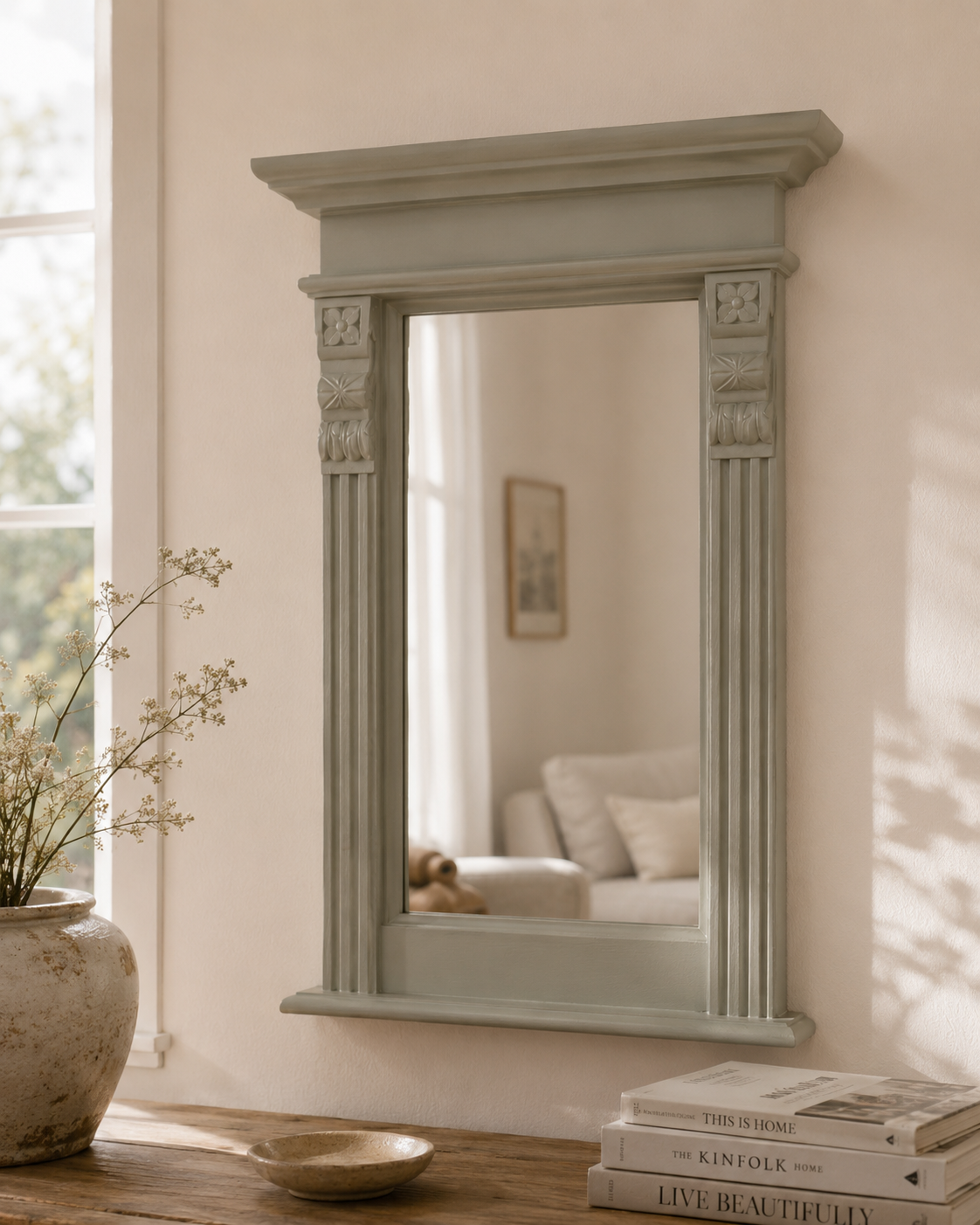 Lund - massive country house mirror in the Wilhelminian style, mint-green