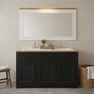 "Lyby" - Doppel-Waschtisch im modernen Landhausstil mit Keramikbecken| PURE Serie
