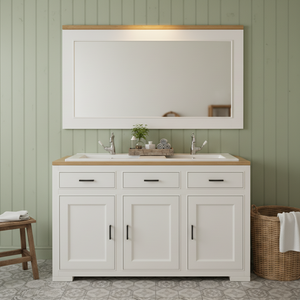 "Lyby" - Doppel-Waschtisch im modernen Landhausstil mit Keramikbecken| PURE Serie