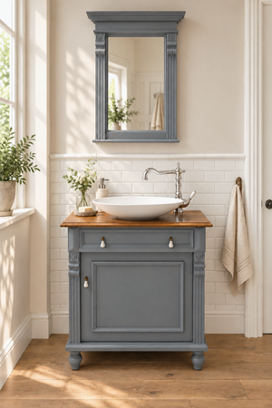 "Lykke" Landhaus-Waschtisch in blau-grau 70 cm