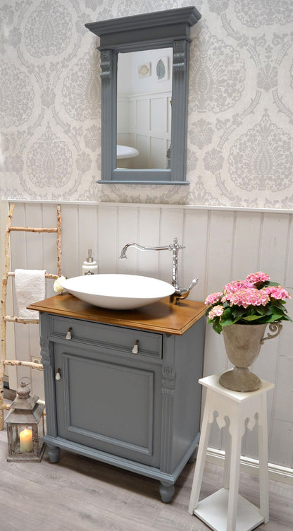 "Lykke" country house washbasin in dove blue-grey