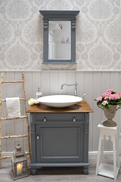 "Lykke" country house washbasin in dove blue-grey
