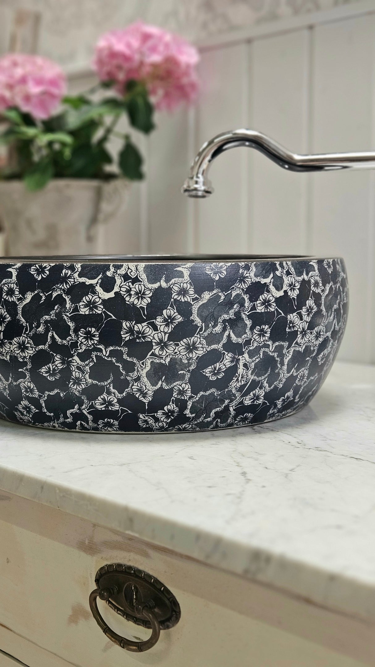 Florales Keramik Aufsatzbecken "Flora"