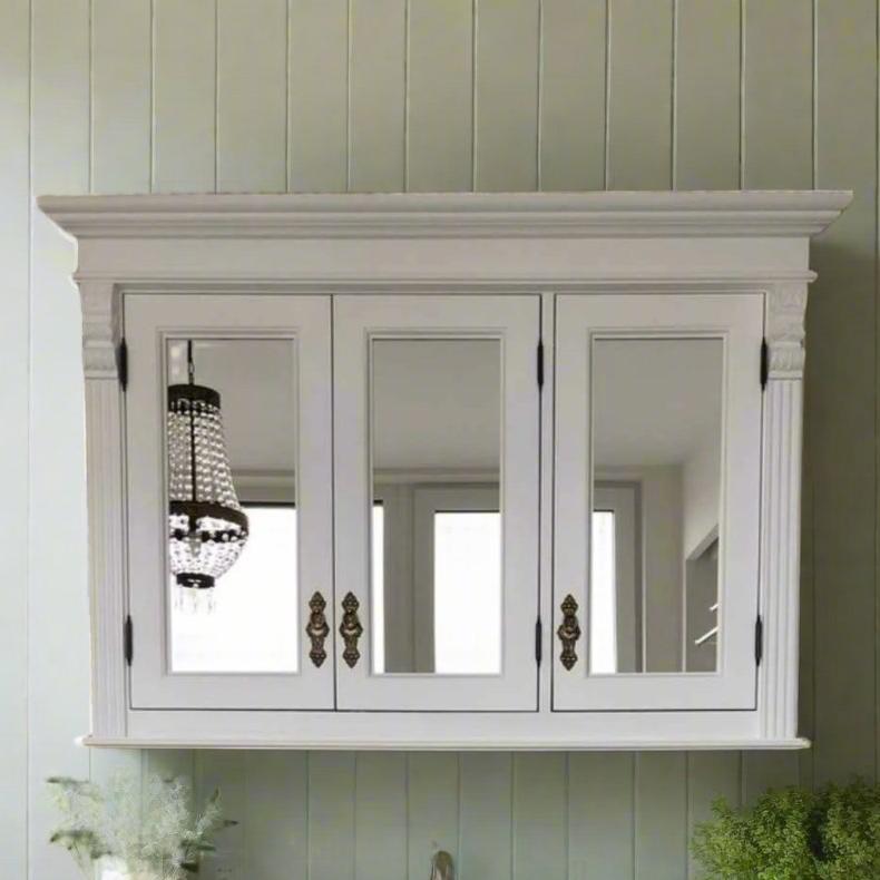 Manon - Large mirror cabinet with three doors in a country house look