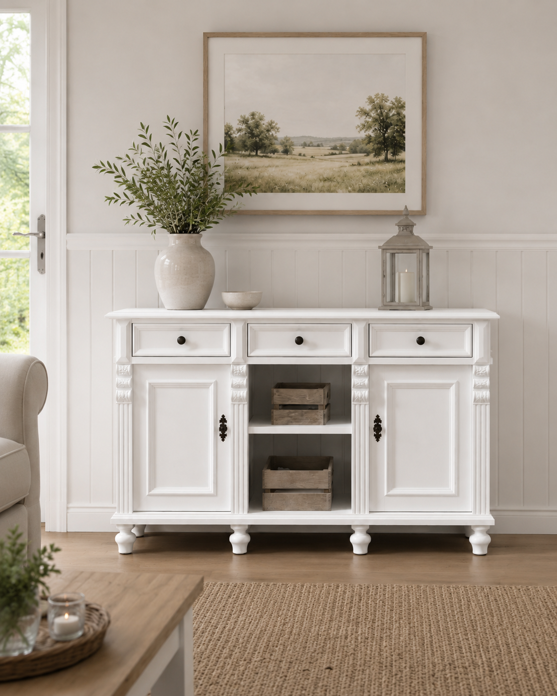 "Manrésa" großes Sideboard, Kommode im Landhausstil 125 cm