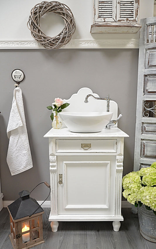 "Marbo" white shabby chic country house washbasin with top