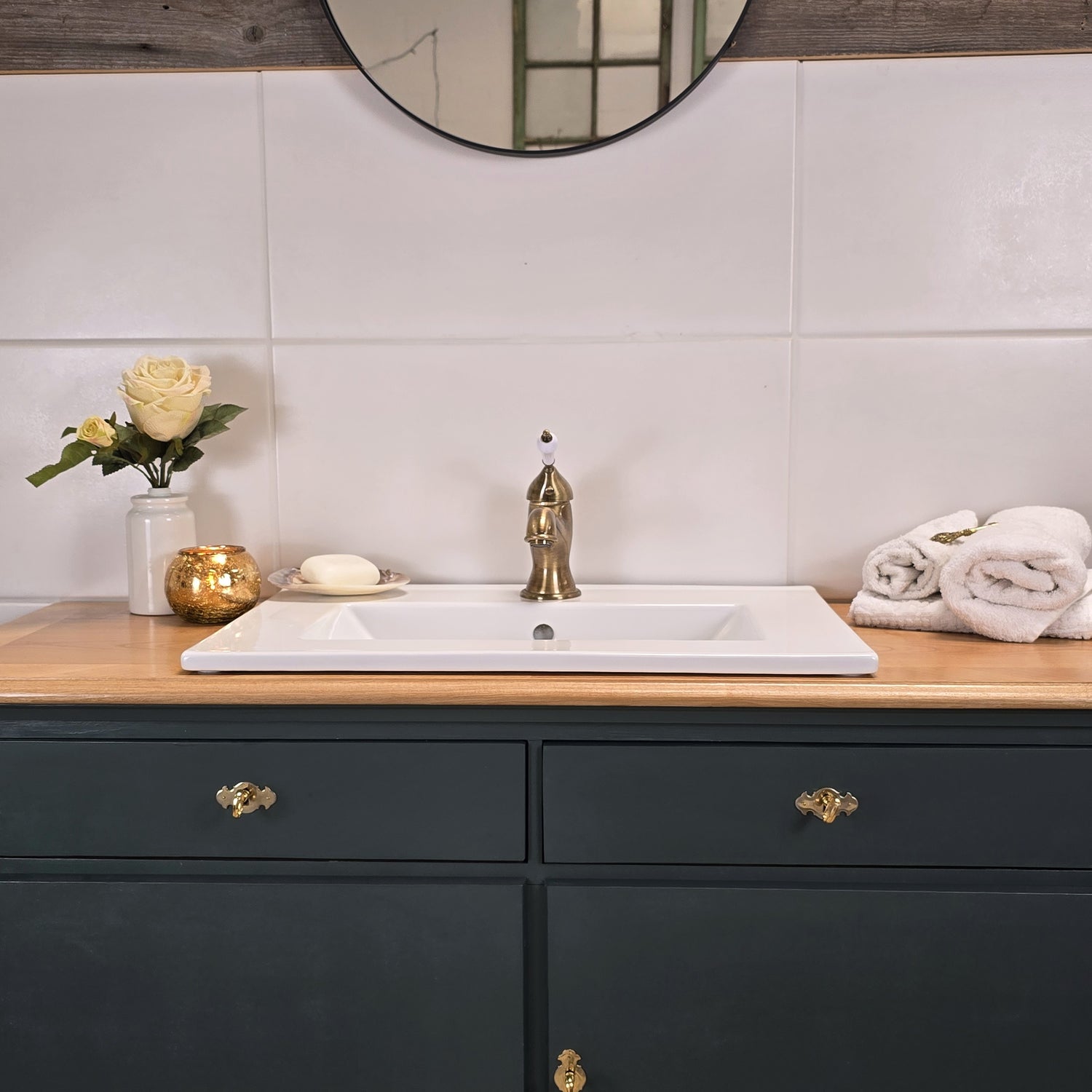 "Marino" schmaler vintage Waschtisch 123 cm