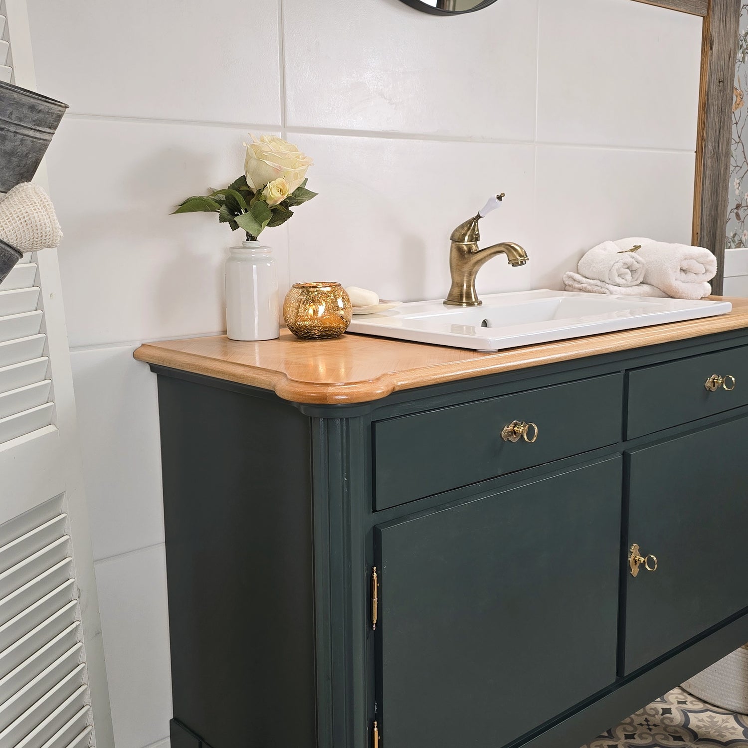 "Marino" schmaler vintage Waschtisch 123 cm