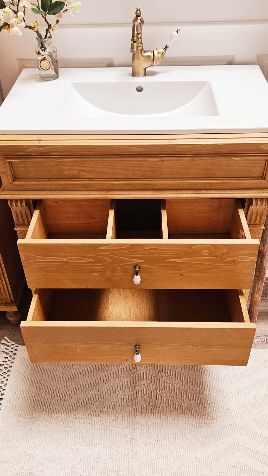 marné" landhaus-waschtisch-unterschrank mit schubladen 85 cm breit