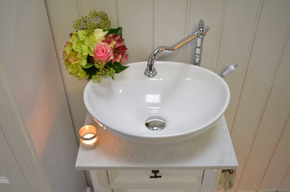 "Meline" petit lavabo campagnard avec plan en marbre clair