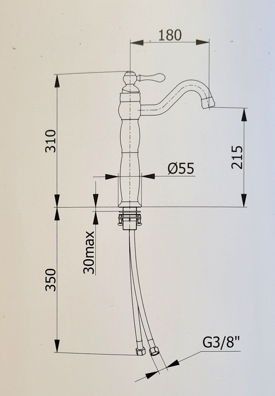 Meral chrome - Single lever mixer tap in country house style