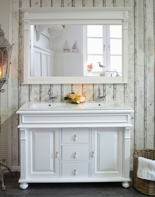 "Mirabeaux" - Vanity unit with ceramic basin - Elegant country house double washbasin